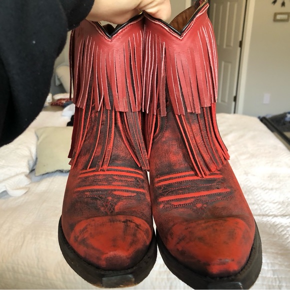 Redneck Riviera red fringed boots, size 6.5. - Picture 6 of 6